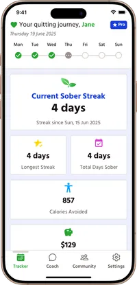 Accountable app on smartphone with tracking features visible